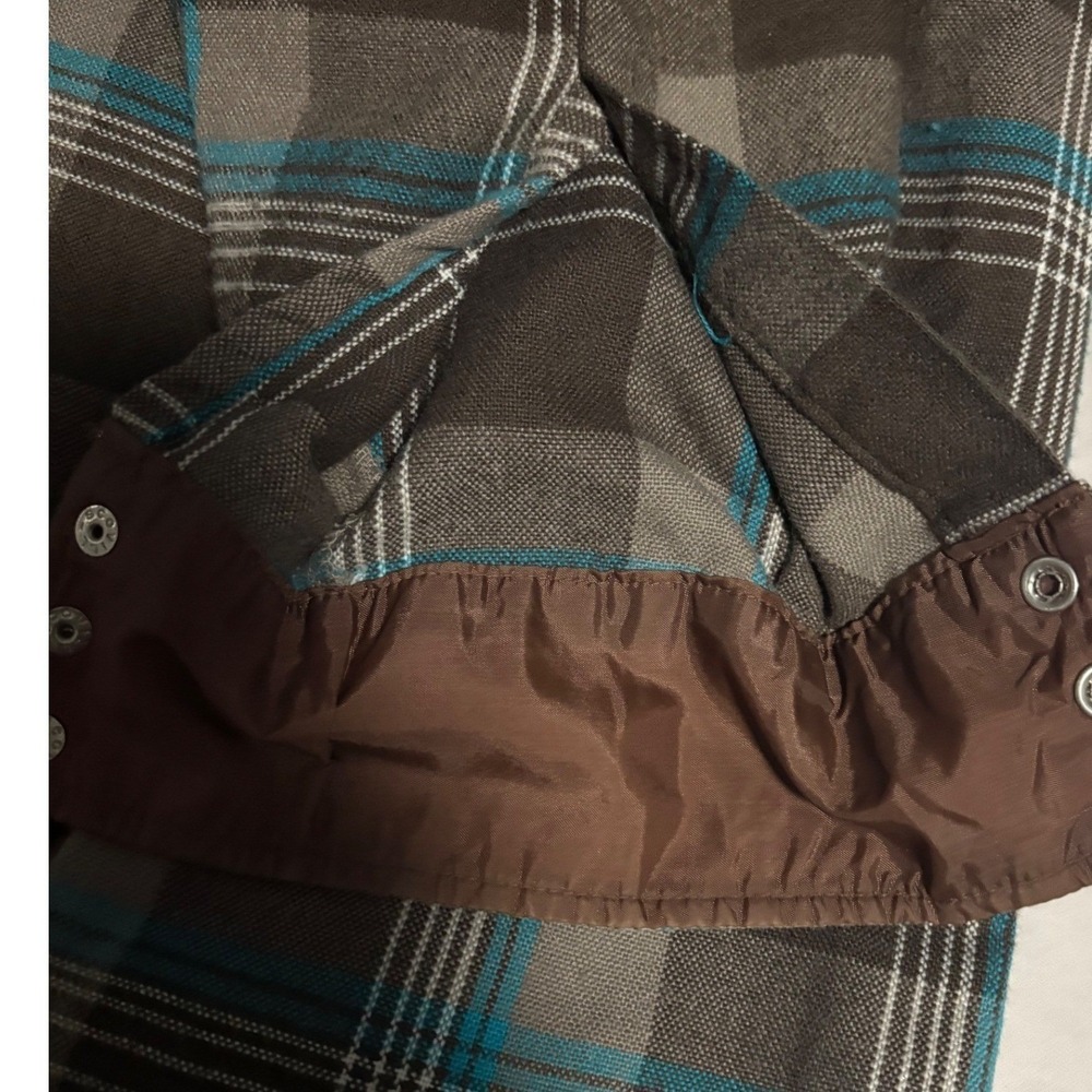 Vintage Roebucks Western Shirt Lined Mens L Plaid Pearl Snap Cowboy Workwear - Picture 5 of 5